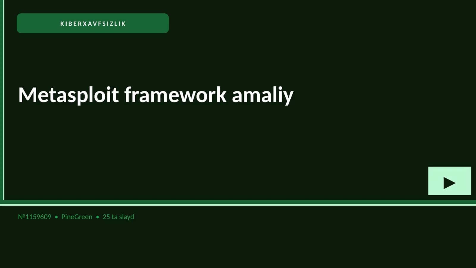 KIBERXAVFSIZLIK: Metasploit framework amaliy 1