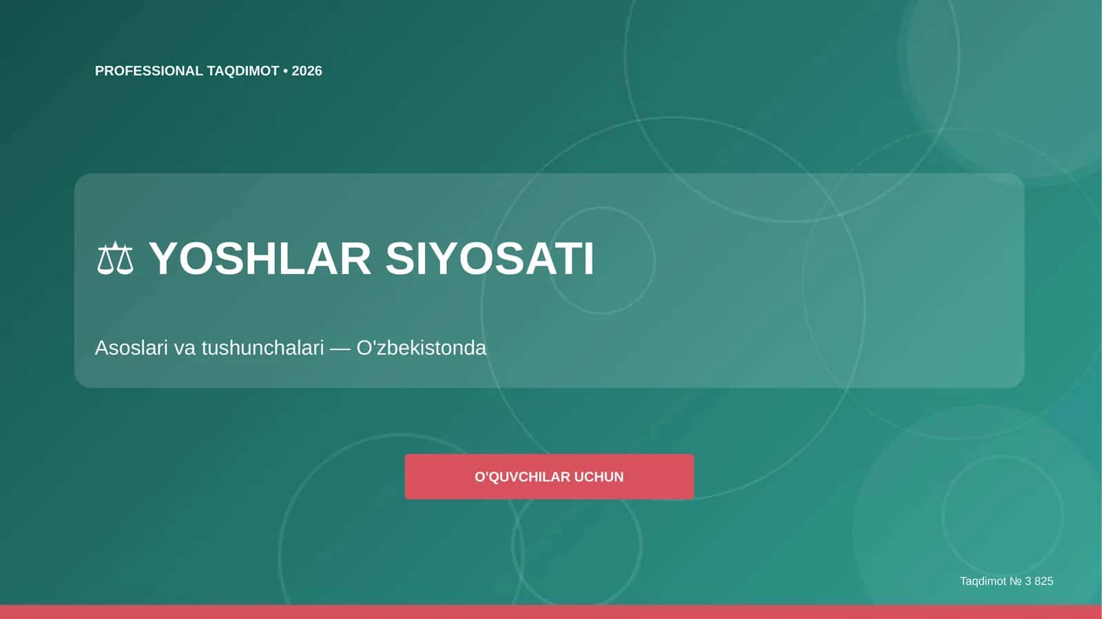Yoshlar siyosati: asoslari va tushunchalari (O'zbekistonda) 1