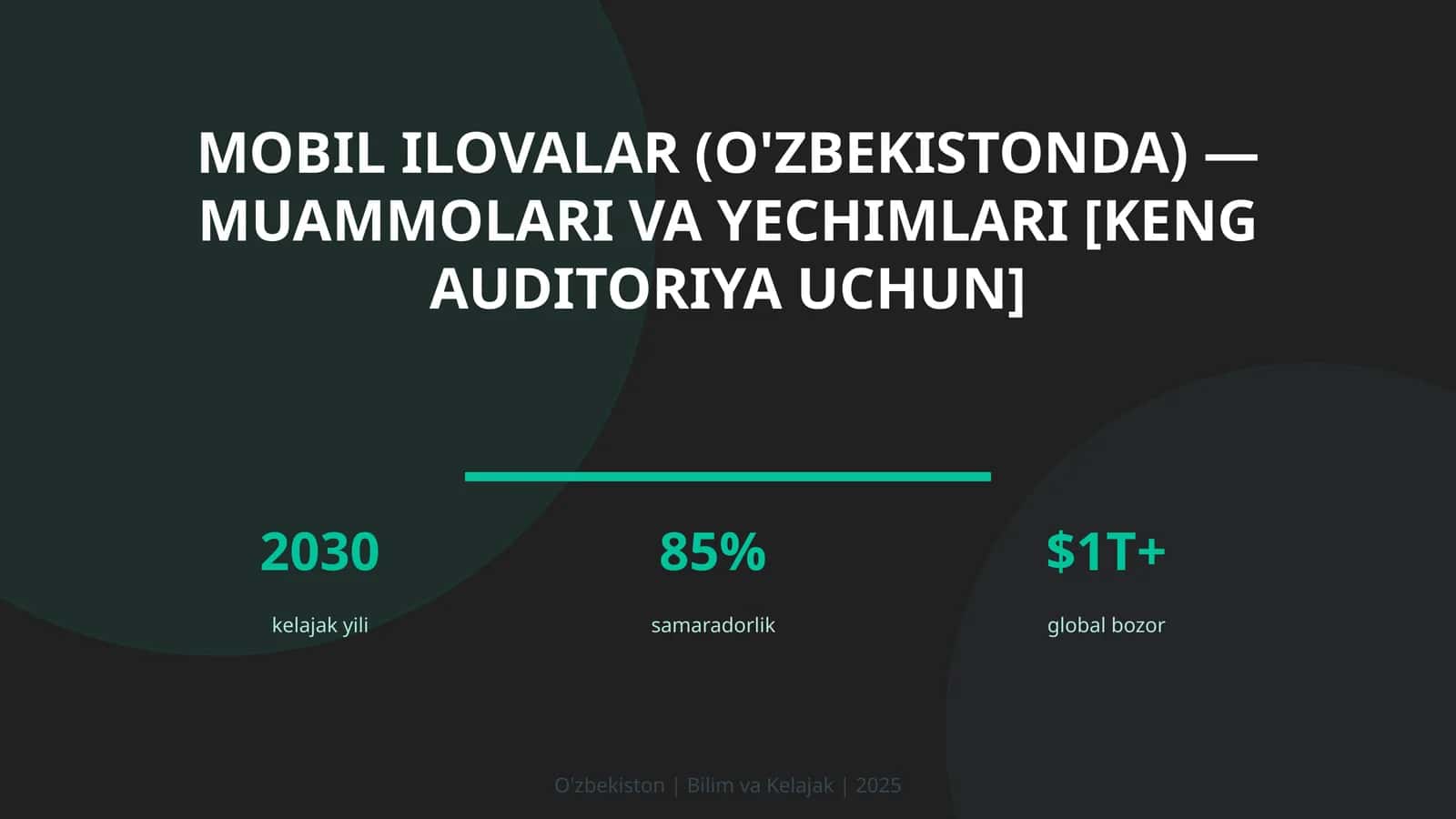 MOBIL ILOVALAR (O'ZBEKISTONDA) — MUAMMOLARI VA YECHIMLARI [KENG AUDITORIYA UCHUN] 1