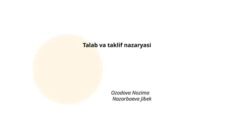 Talab va taklif nazaryasi 1