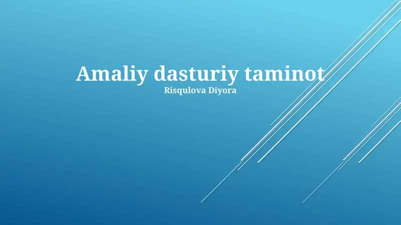 Amaliy dasturiy taminot 1