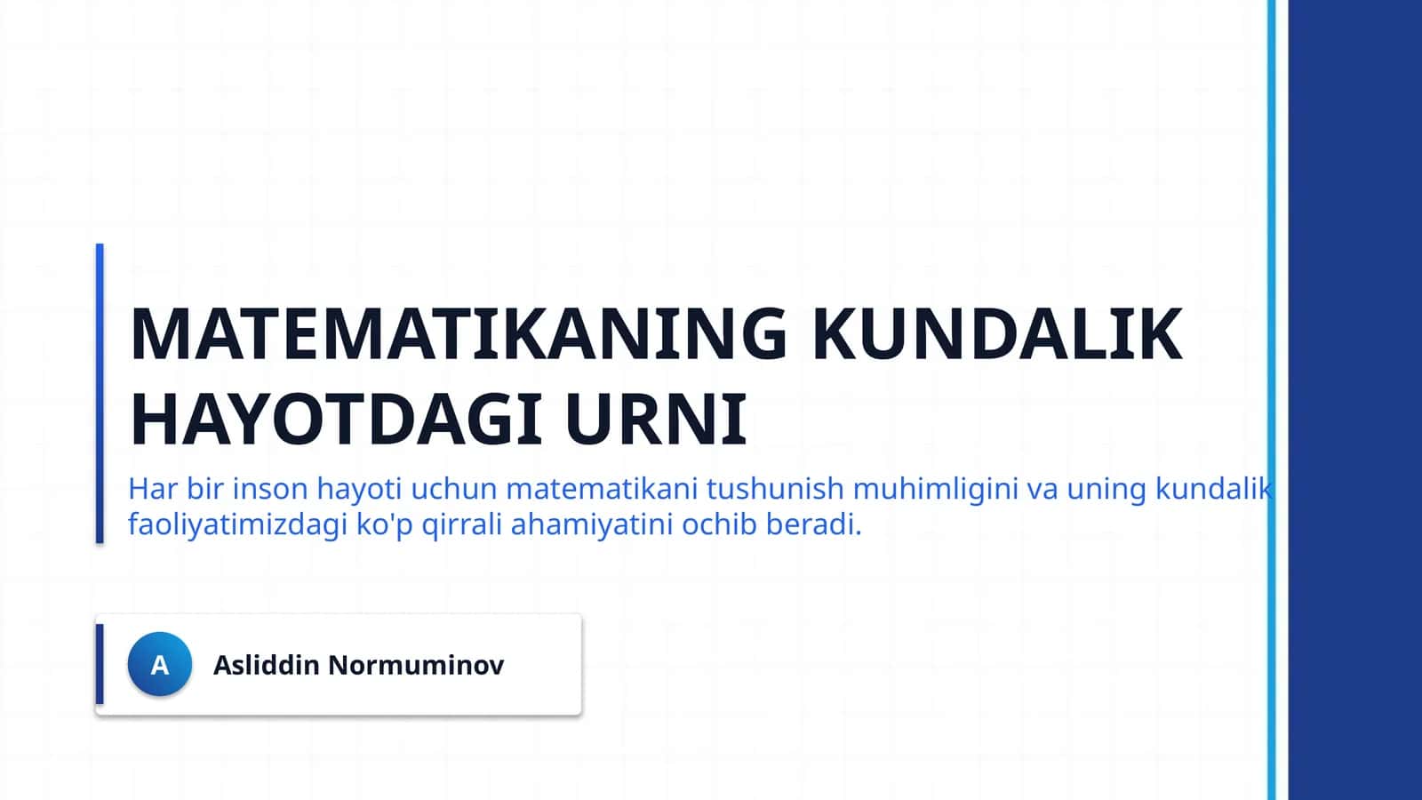 Matematikaning kundalik hayotdagi urni 1