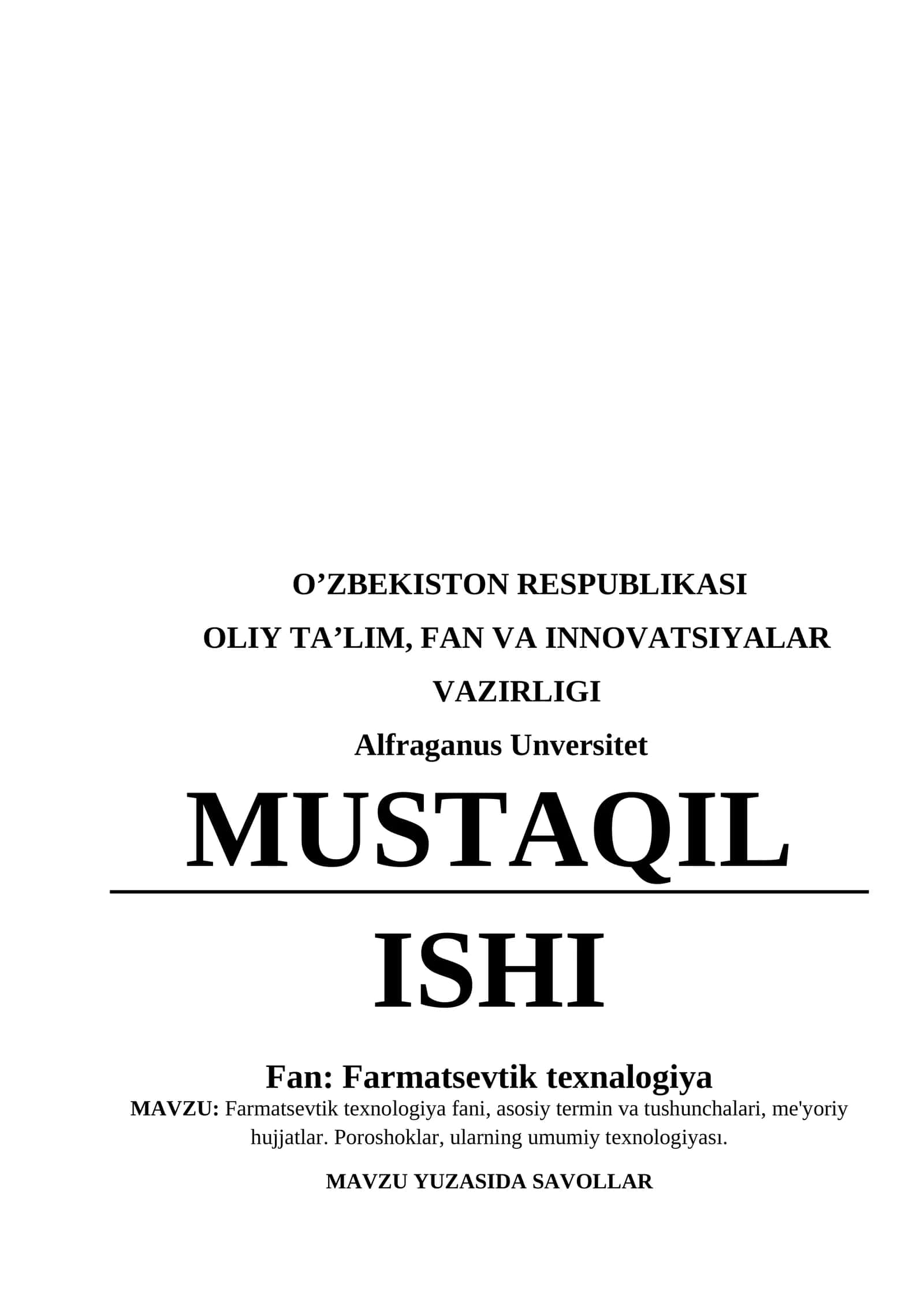 Farmatsevtik texnologiya fani 1