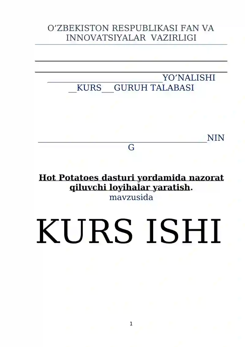 Hot Potatoes dasturi