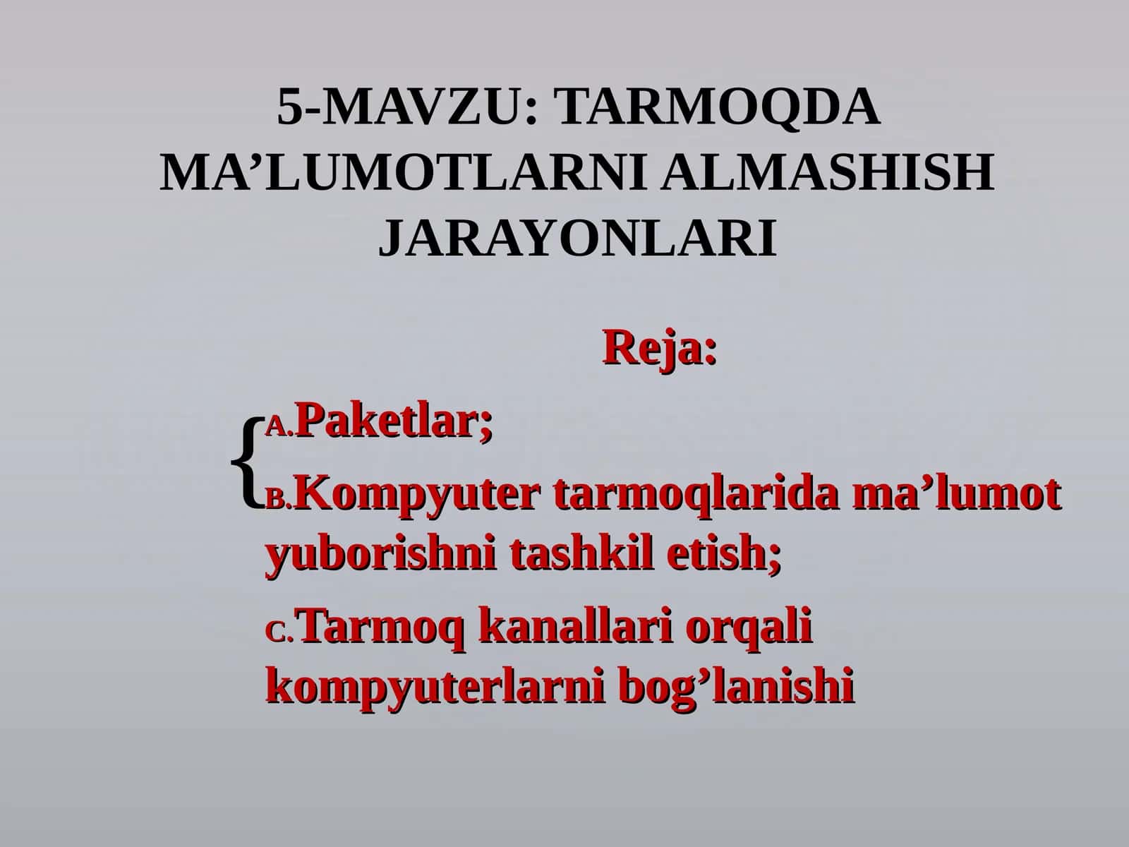 TARMOQDA MA’LUMOTLARNI ALMASHISH JARAYONLARI 1