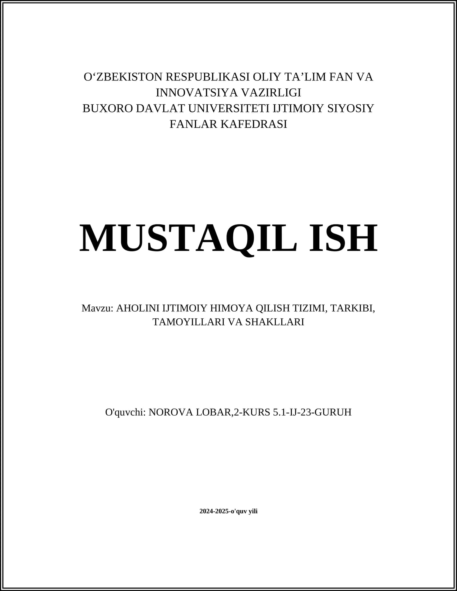 Aholini ijtimoiy himoya qilish tizimi 1