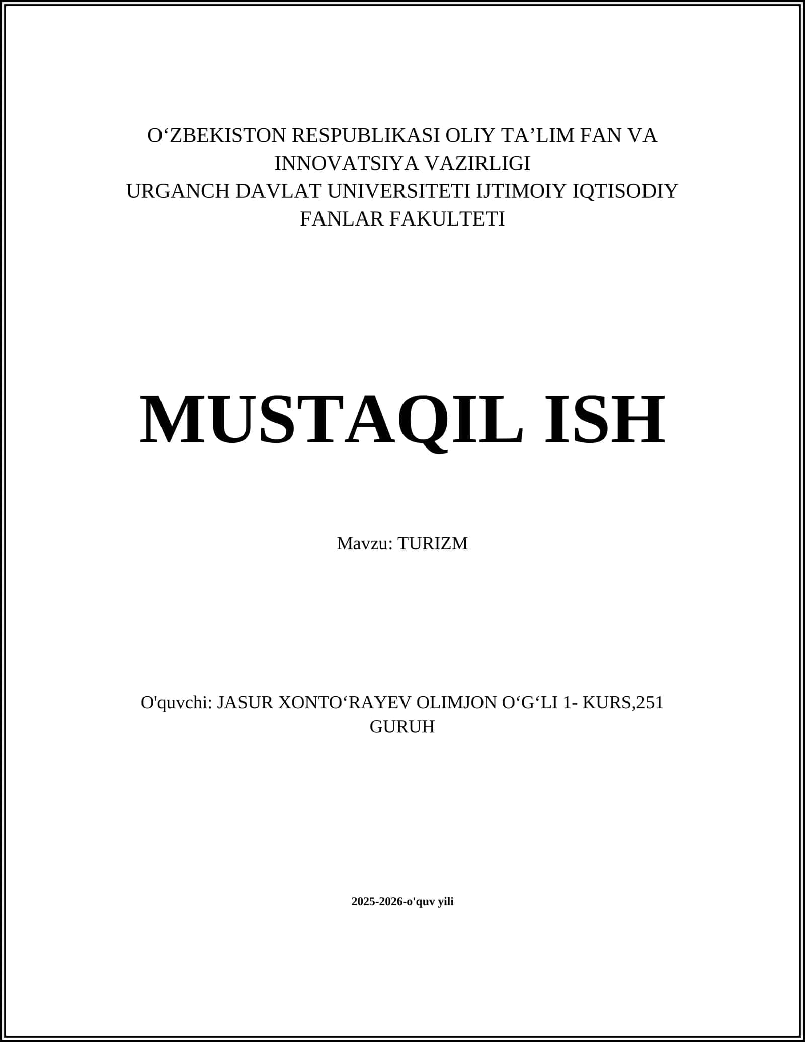 TURIZM 1
