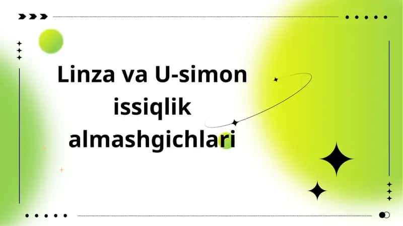 Linza va U-simon issiqlik almashgichlari 1