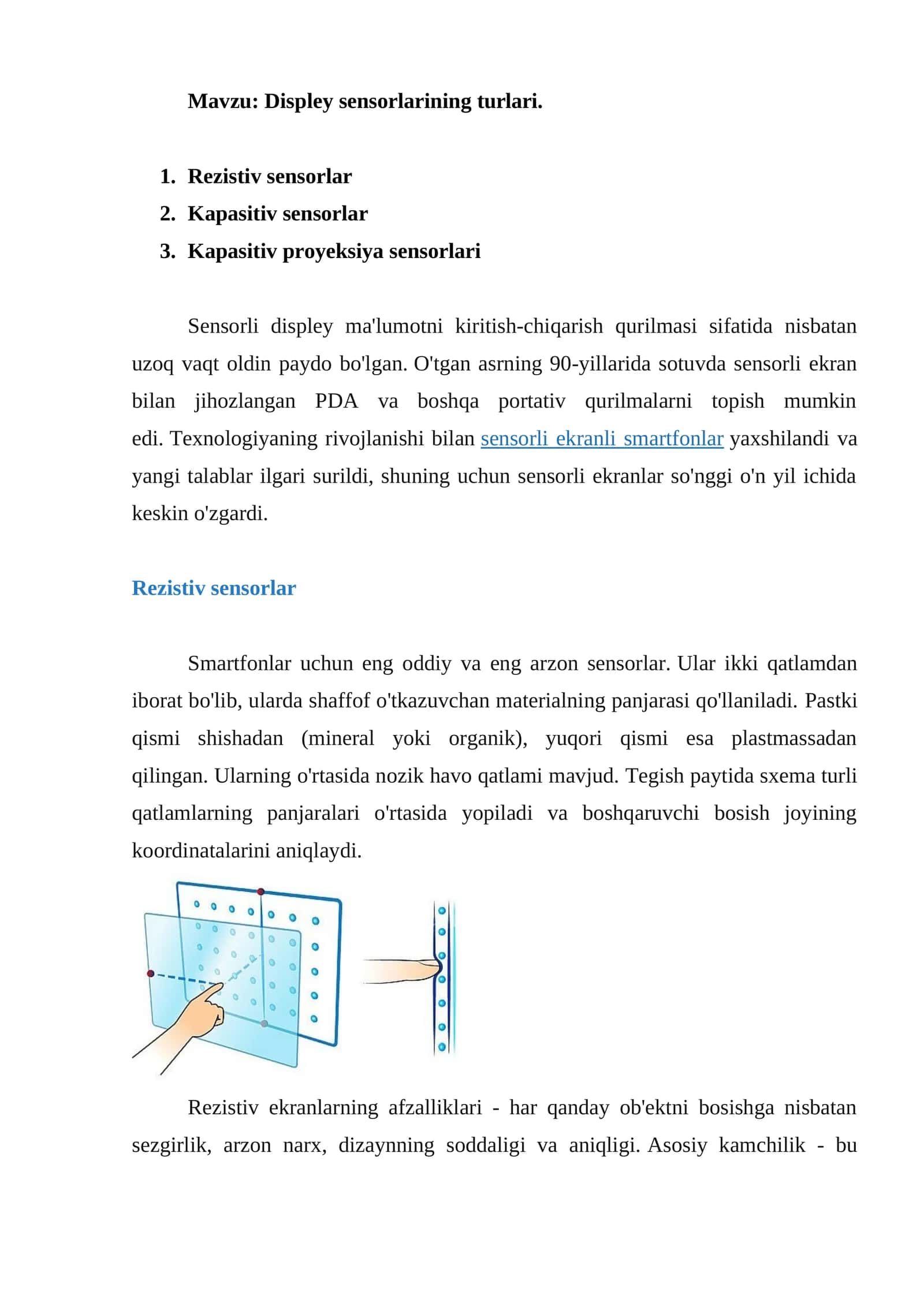 Displey sensorlarining turlari 1