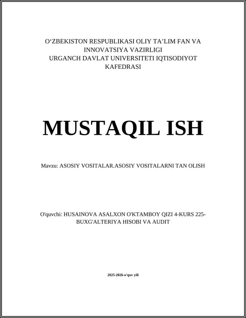 ASOSIY VOSITALAR.ASOSIY VOSITALARNI TAN OLISH 1