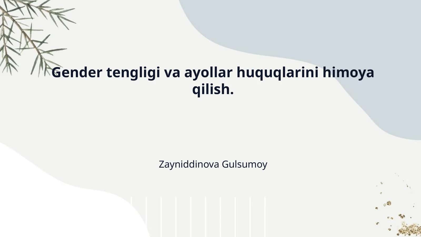 Gender tengligi va ayollar huquqlarini himoya qilish. 1