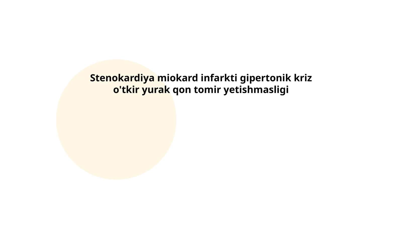 Stenokardiya miokard infarkti gipertonik kriz o'tkir yurak qon tomir yetishmasligi - Maxamadjonova Iroda 1