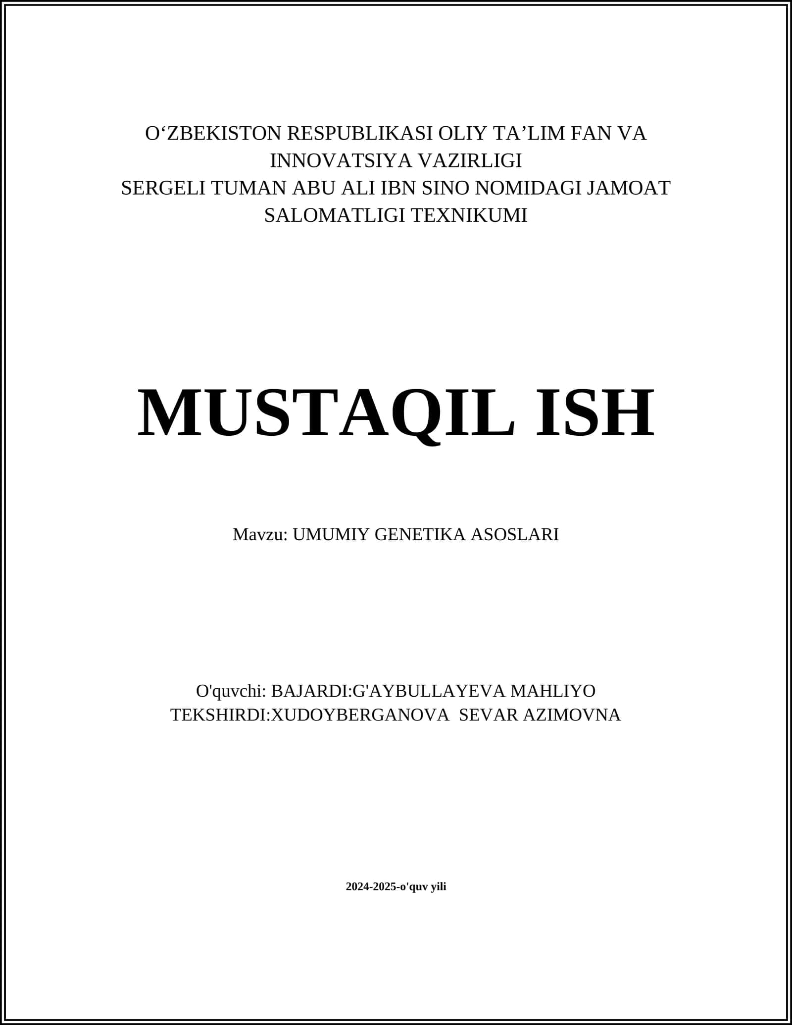 UMUMIY GENETIKA ASOSLARI 1