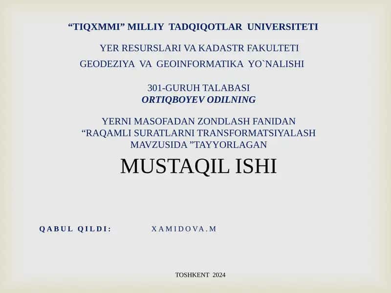 RAQAMLI SURATLARNI TRANSFORMATSIYALASH 1