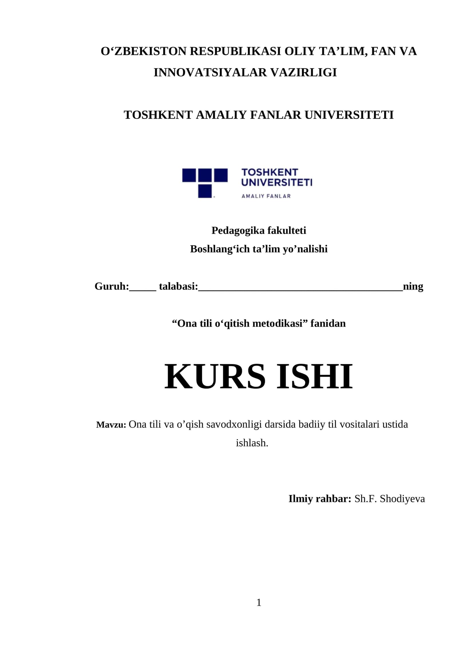 Ona tili va o’qish savodxonligi darsida badiiy til vositalari ustida ishlash 1