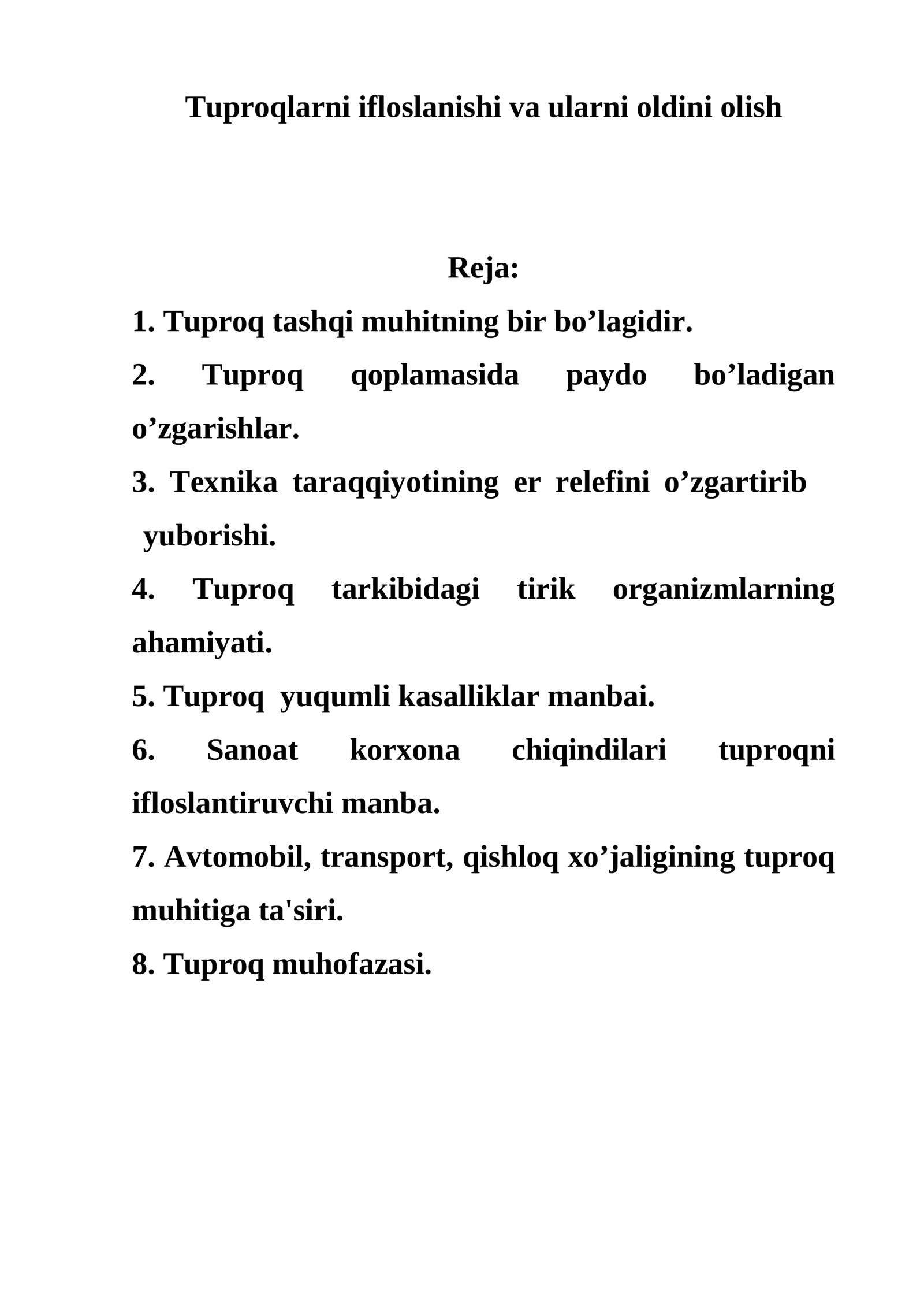 Tuproqlarni ifloslanishi va ularni oldini olish 1