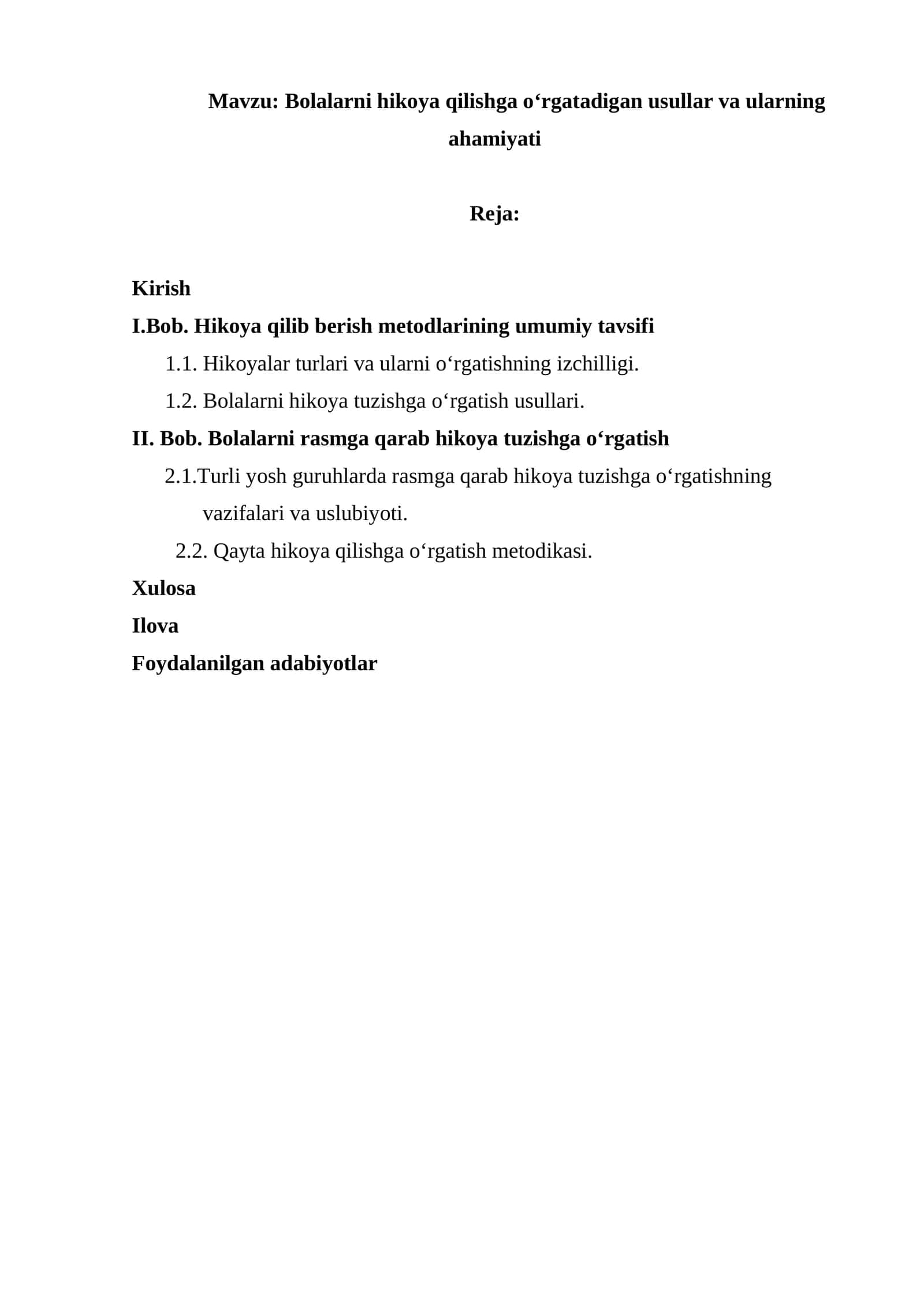 Bolalarni hikoya qilishga o‘rgatishning maqsad va vazifalari 1