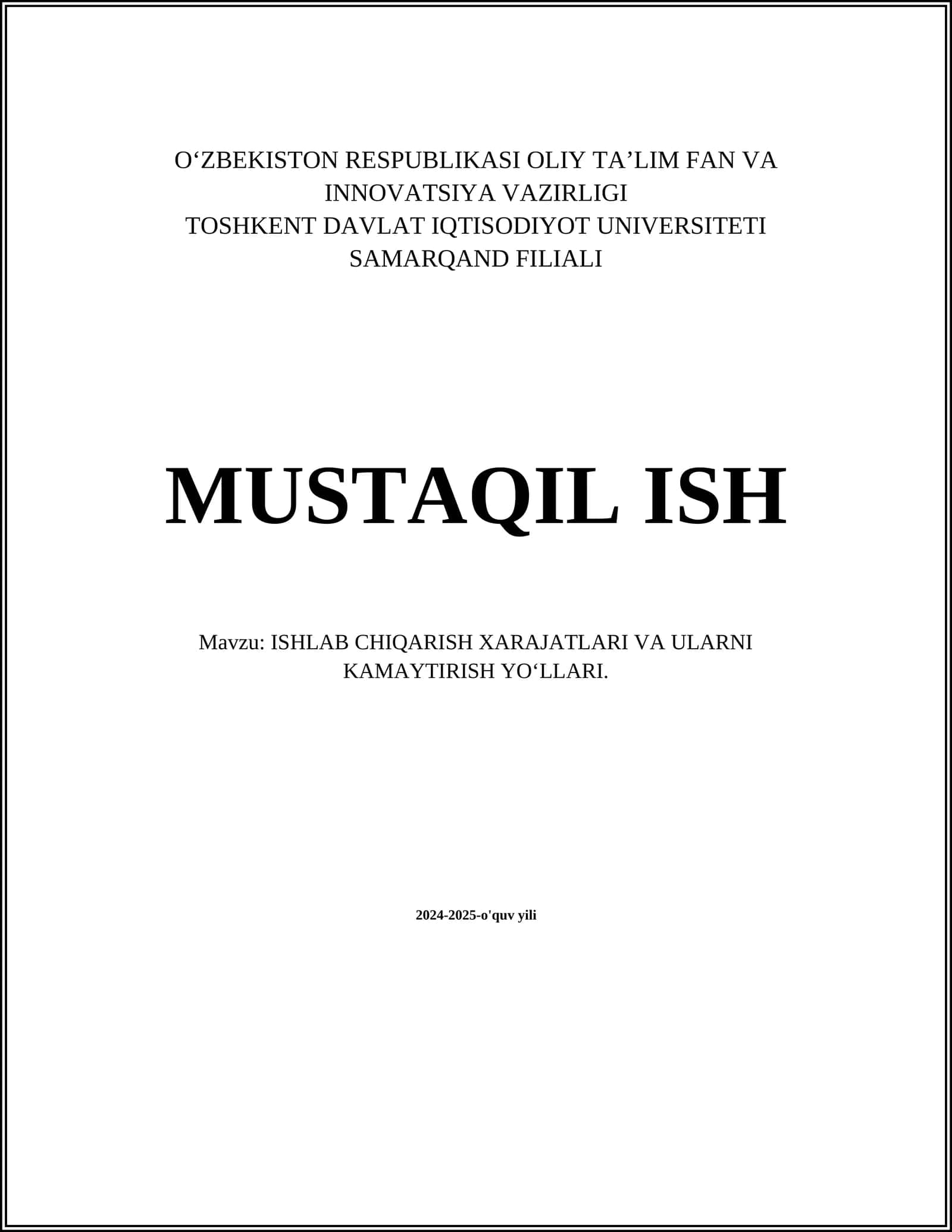 ISHLAB CHIQARISH TANNARXINI TAHLIL QILISH 1