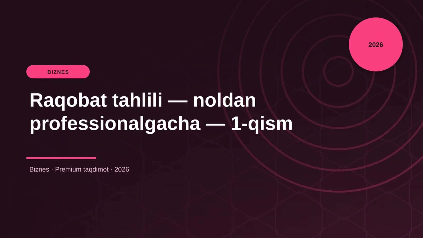 Raqobat tahlili — noldan professionalgacha — 1-qism 1