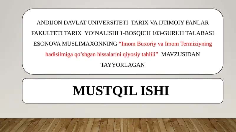 Imom Buxoriy va Imom Termiziyning hadisilari 1