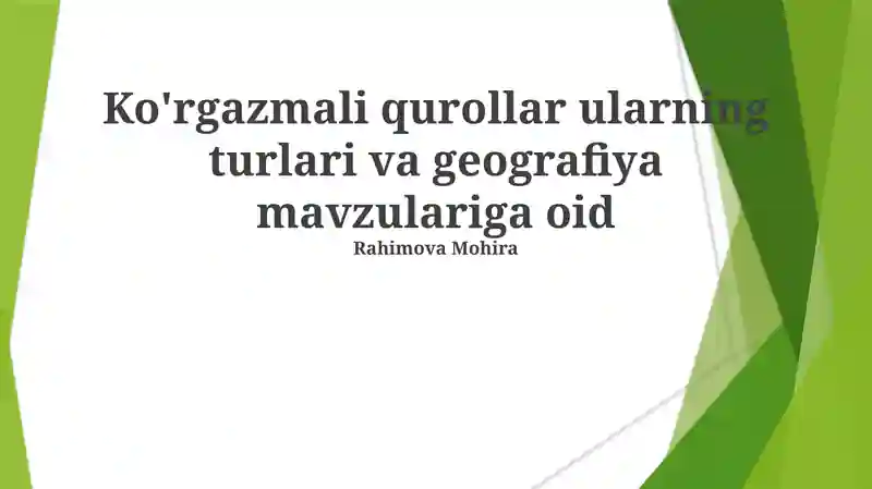 Ko'rgazmali qurollar ularning turlari va geografiya mavzulariga oid
