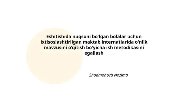 O'quvchilar uchun o'nlik mavzusini o'qitish bo'yicha ish metodikasi 1