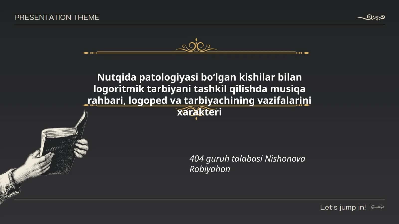 Nutqida patologiyasi boʻlgan kishilar bilan logoritmik tarbiya 1