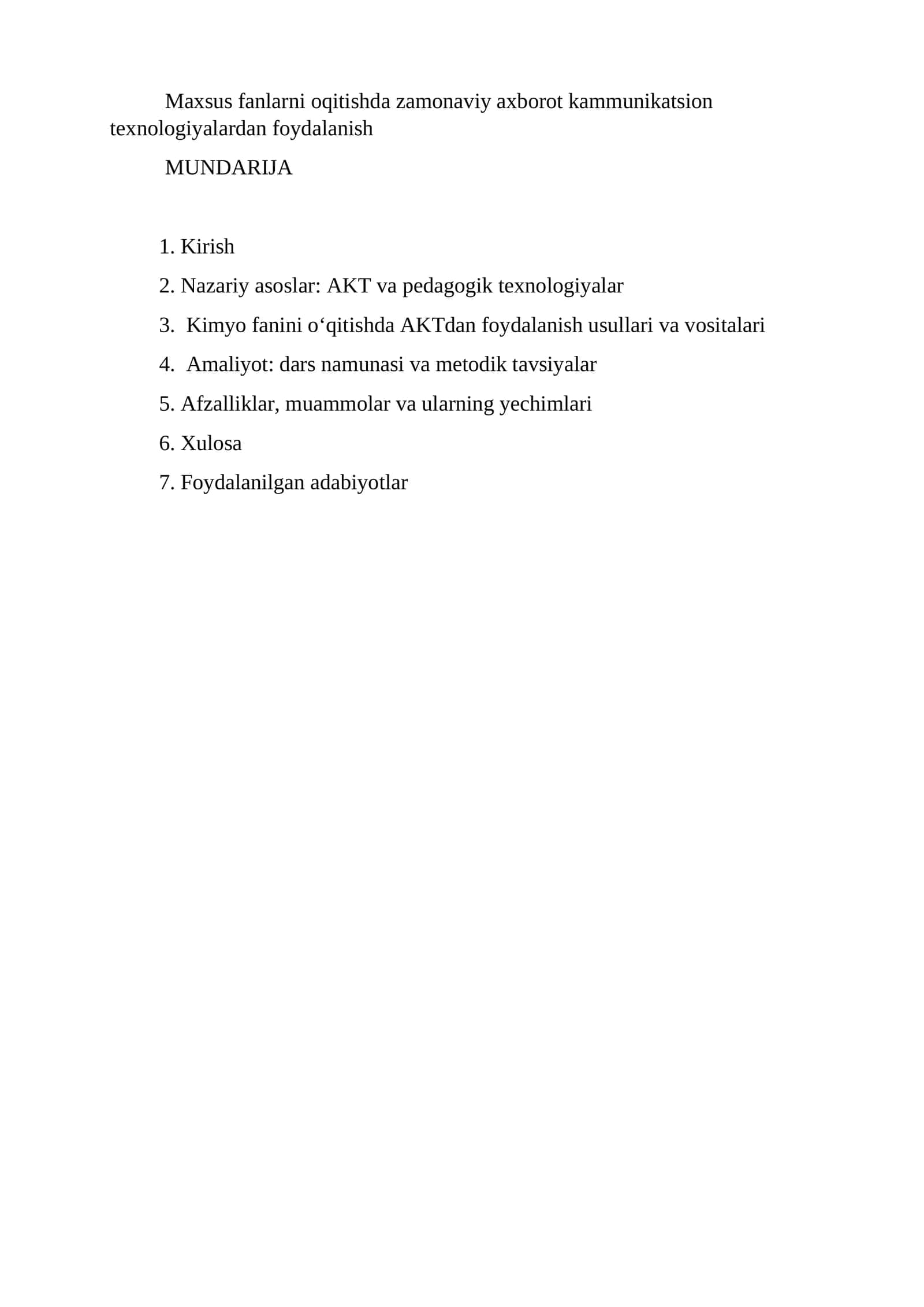 Zamonaviy axborot kammunikatsion texnologiyalardan foydalanish 1
