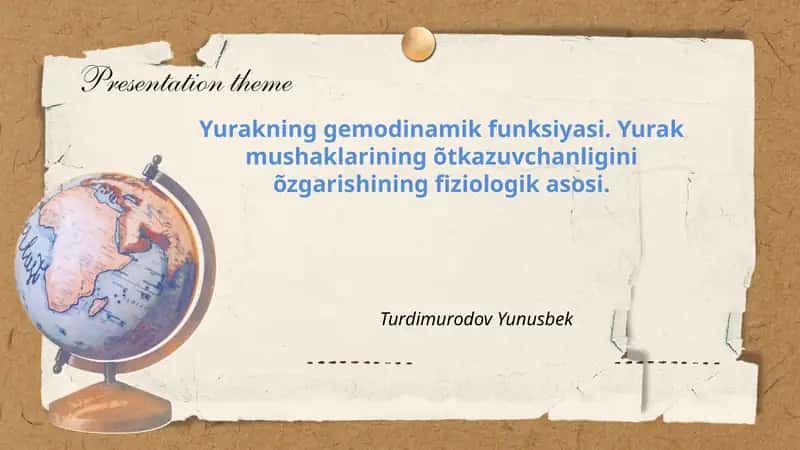 Yurakning gemodinamik funksiyasi. Yurak mushaklarining õtkazuvchanligini õzgarishining fiziologik asosi 1