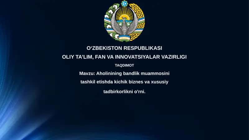 Aholi bandlik muammosini tashkil etishda kichik biznes va xususiy tadbirkorlikni o'rnitish 1