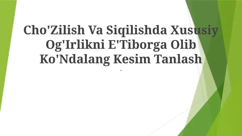 Og'Irlikni E'Tiborga Olib Ko'Ndalang Kesim Tanlash 1