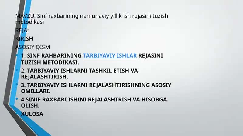 Sinfraxbarining namunaviy ish rejasi tuzish metodikasi 1