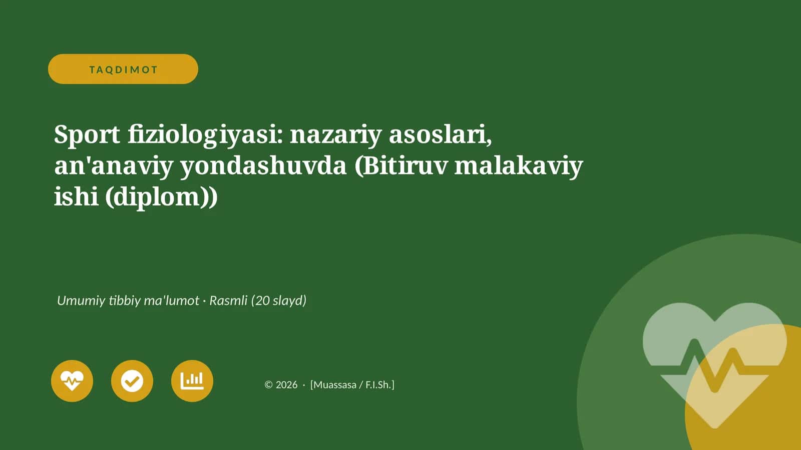Sport fiziologiyasi: nazariy asoslari, an'anaviy yondashuvda (Bitiruv malakaviy ishi (diplom)) 1
