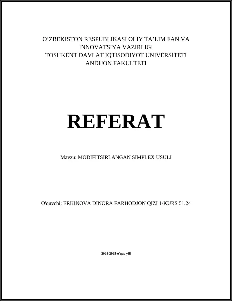 MODIFITSIRLANGAN SIMPLEX USULI 1