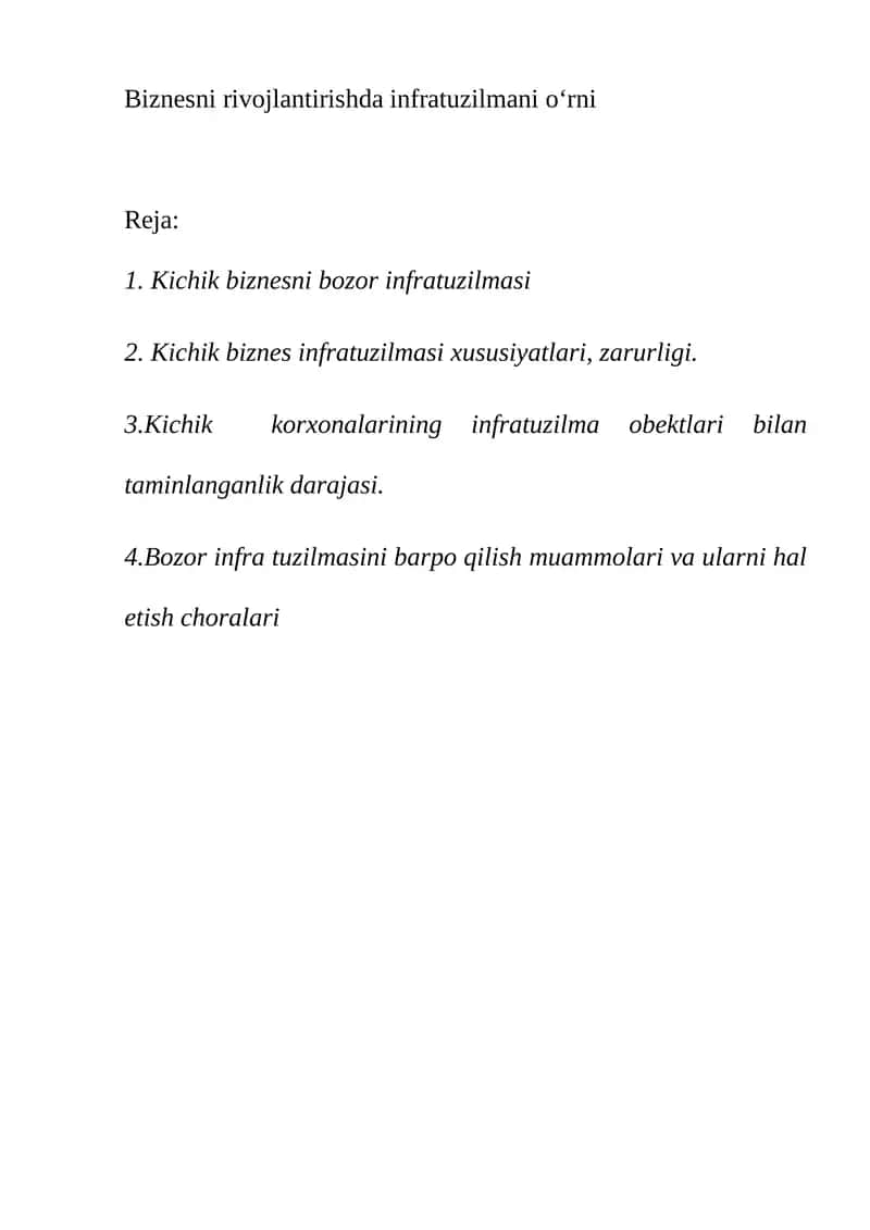 Kichik biznesni bozor infratuzilmasi 1