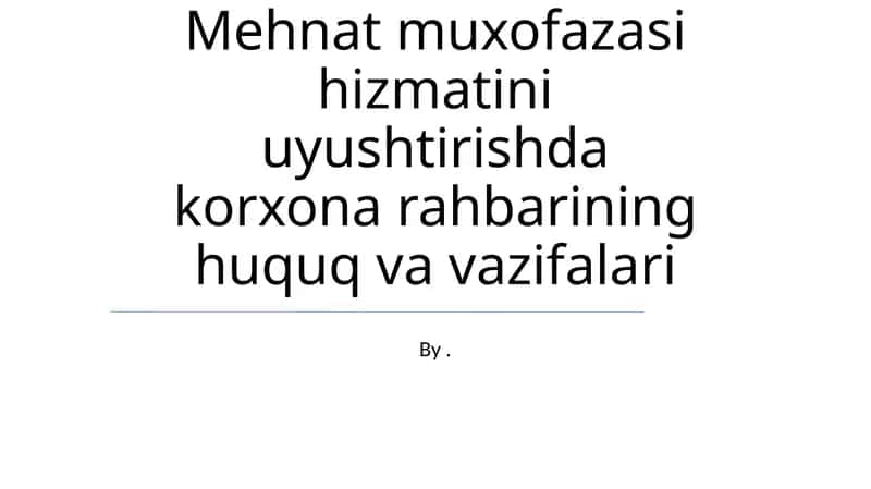 Mehnat muxofazasi hizmatini uyushtirishda korxona rahbarining huquq va vazifalari 1