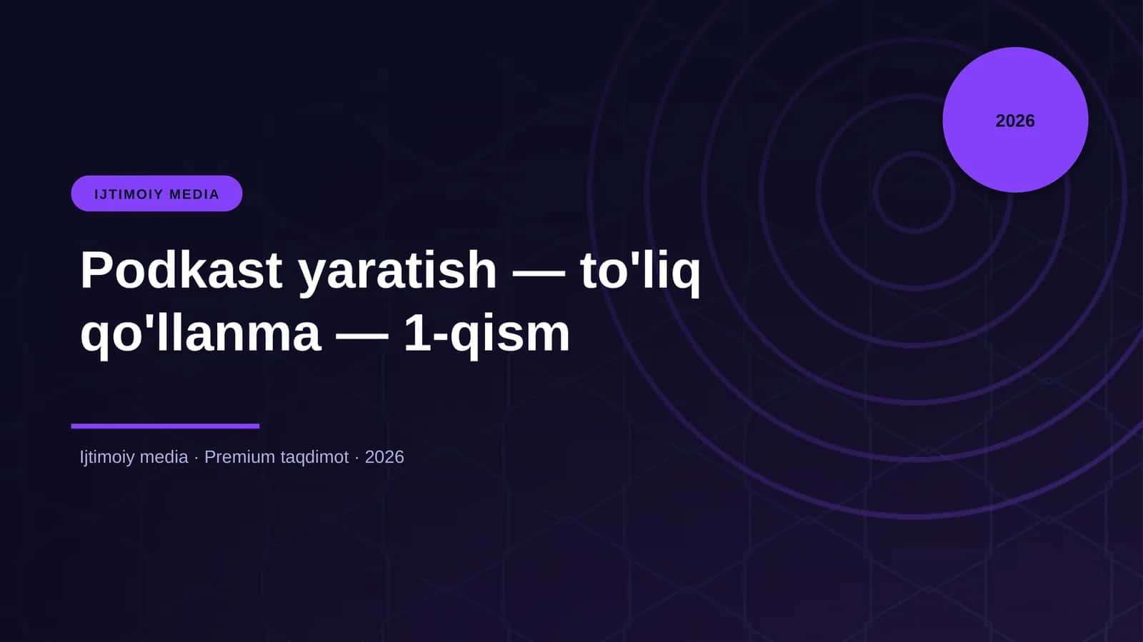 Podkast yaratish — to'liq qo'llanma — 1-qism 1