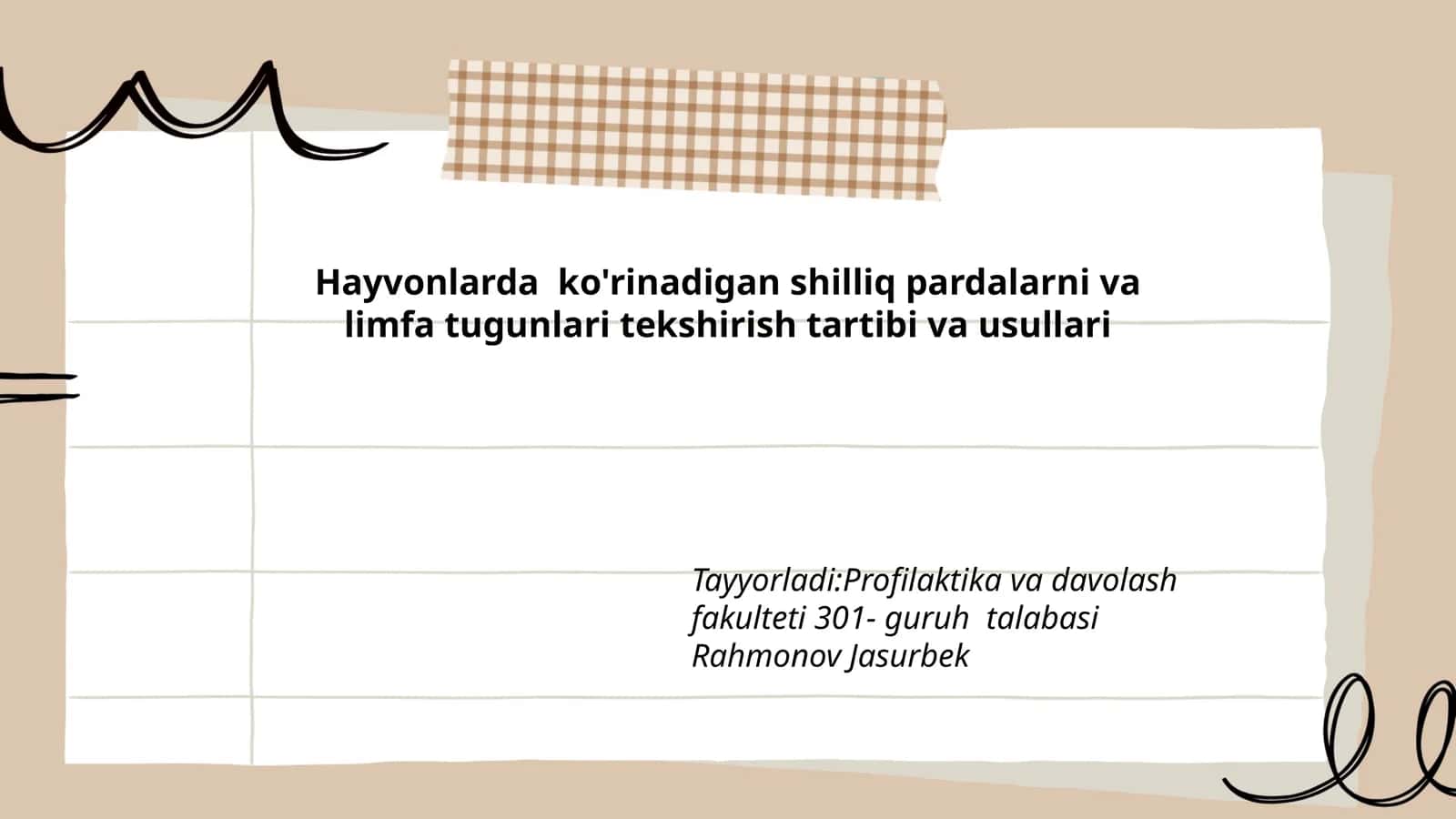 Hayvonlarda ko'rinadigan shilliq pardalarni va limfa tugunlari tekshirish tartibi va usullari 1