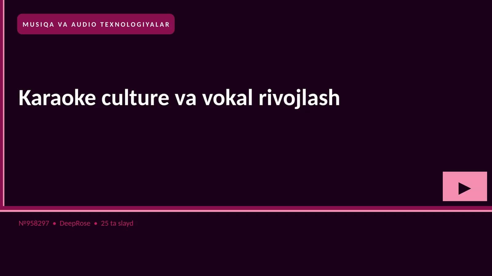 MUSIQA VA AUDIO TEXNOLOGIYALAR 1