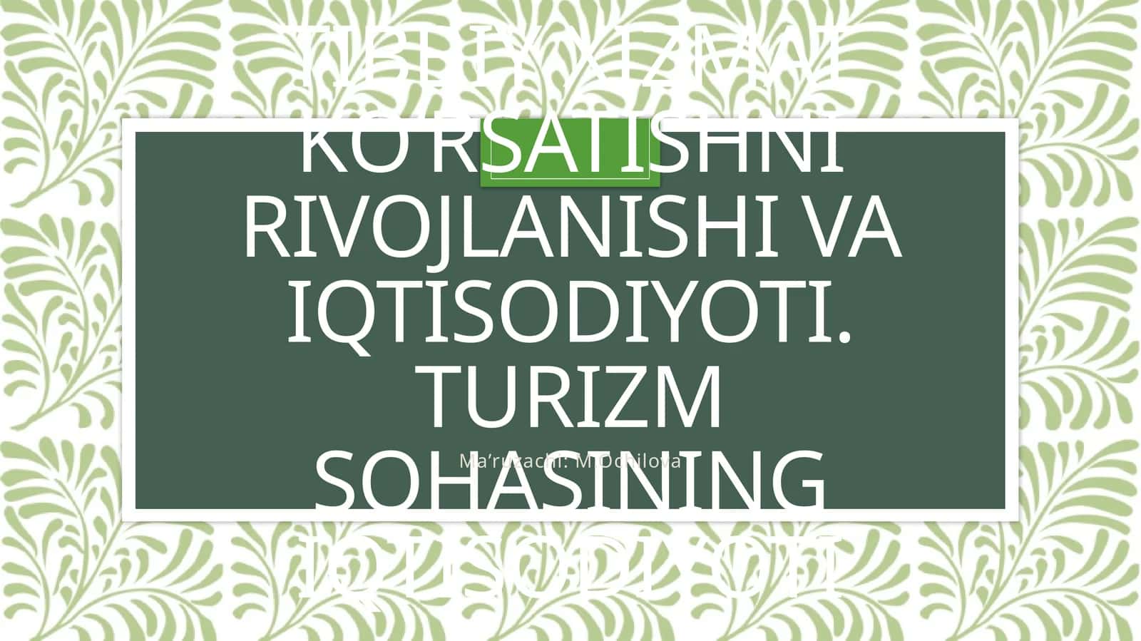 Tibbiy xizmat kо‘rsatishni rivojlanishi va iqtisodiyoti 1