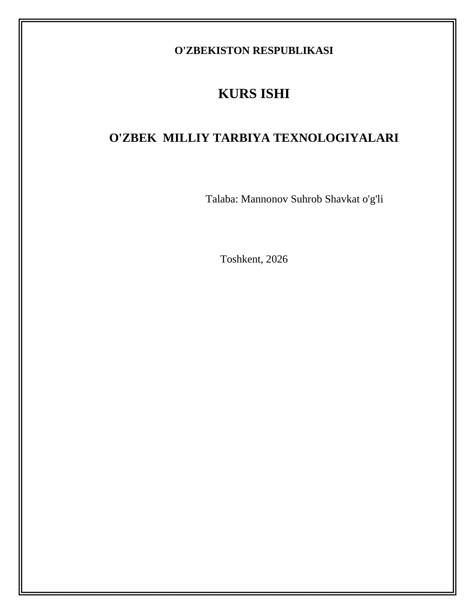 O'zbek  milliy tarbiya texnologiyalari 1