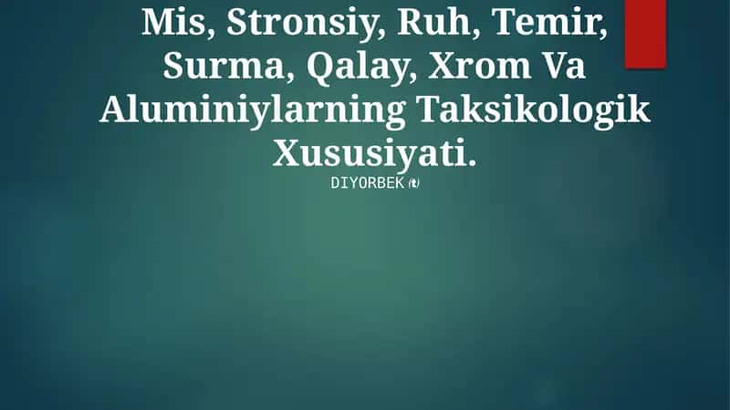 Og'ir metallarining kimyoviy xossalari 1