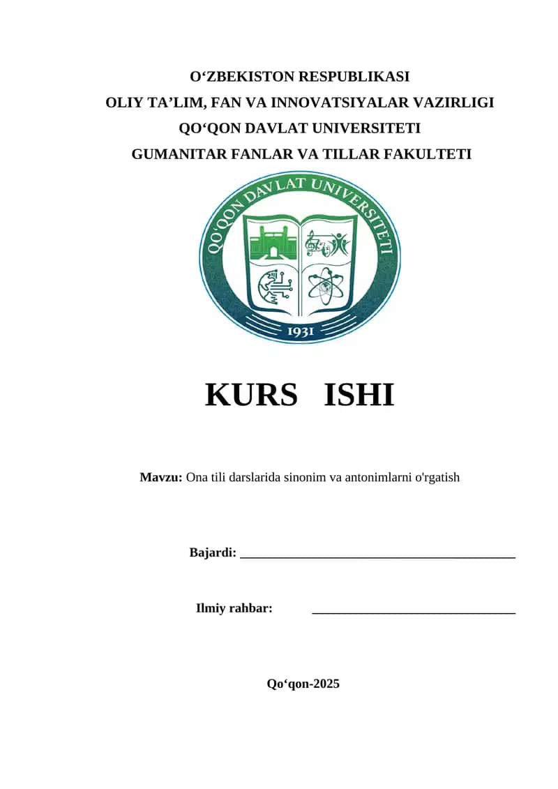 Ona tili darslarida sinonim va antonimlarni o'rgatish 1