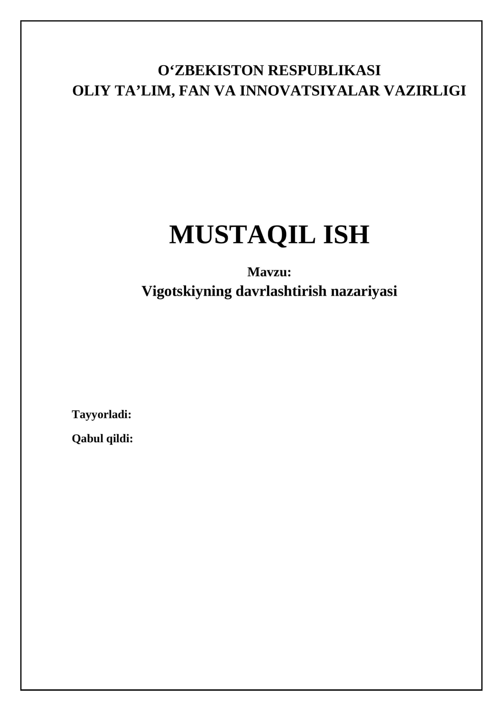 Vigotskiyning davrlashtirish nazariyasi 1