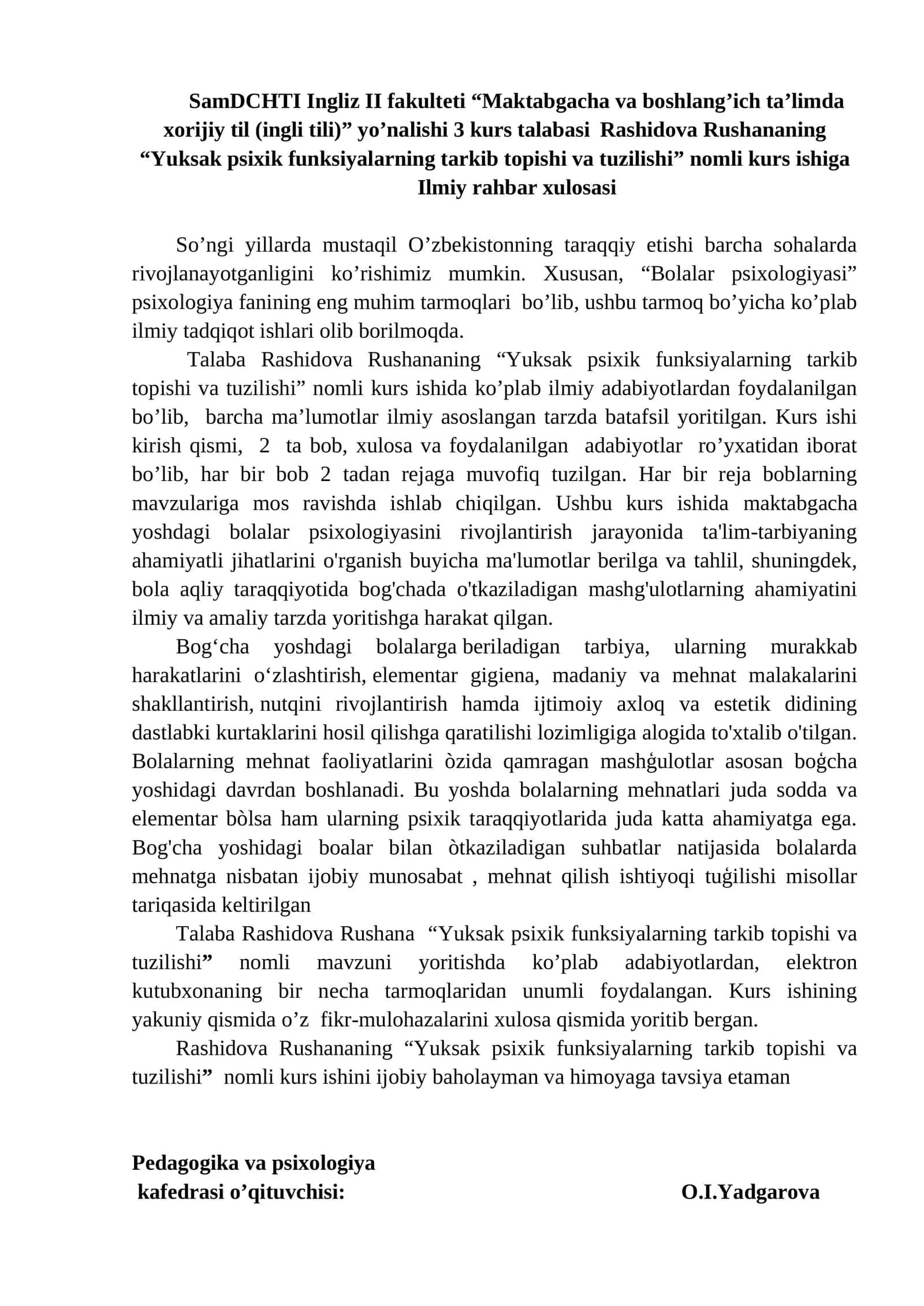 Yuksak psixik funksiyalarning tarkib topishi va tuzilishi 1