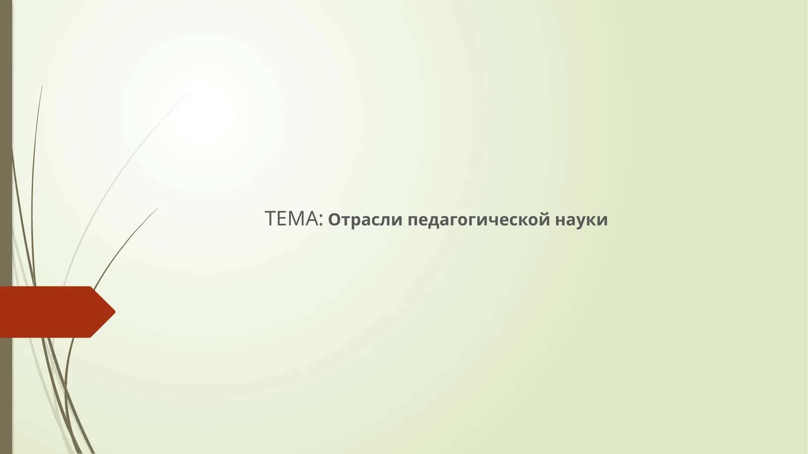 Отрасли педагогической науки 1