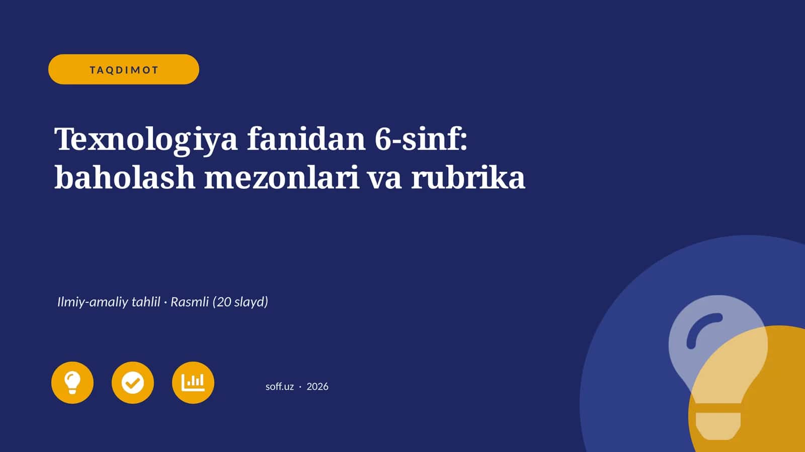 Texnologiya fanidan 6-sinf: baholash mezonlari va rubrika 1