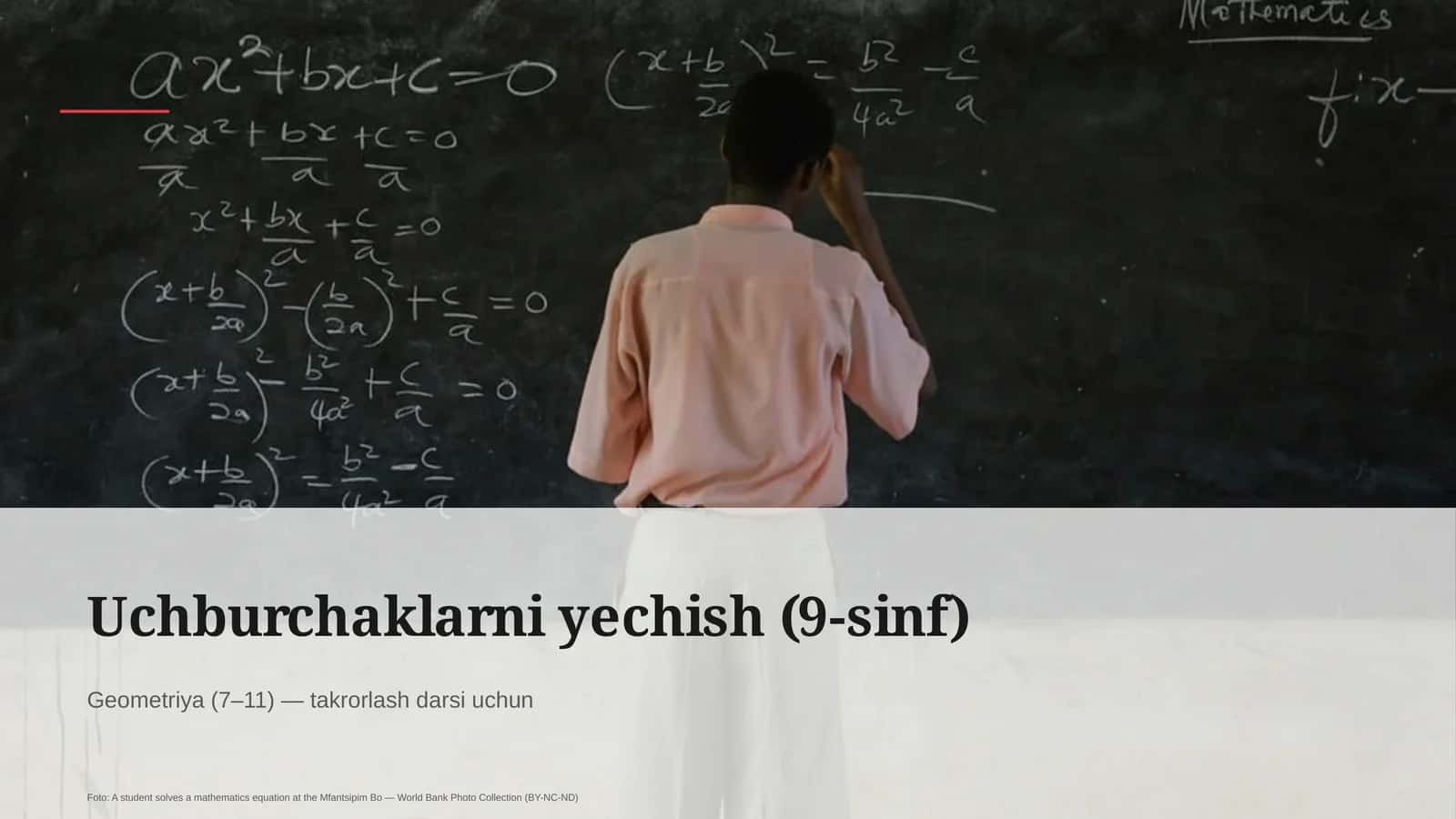 Uchburchaklarni yechish (9-sinf) 1