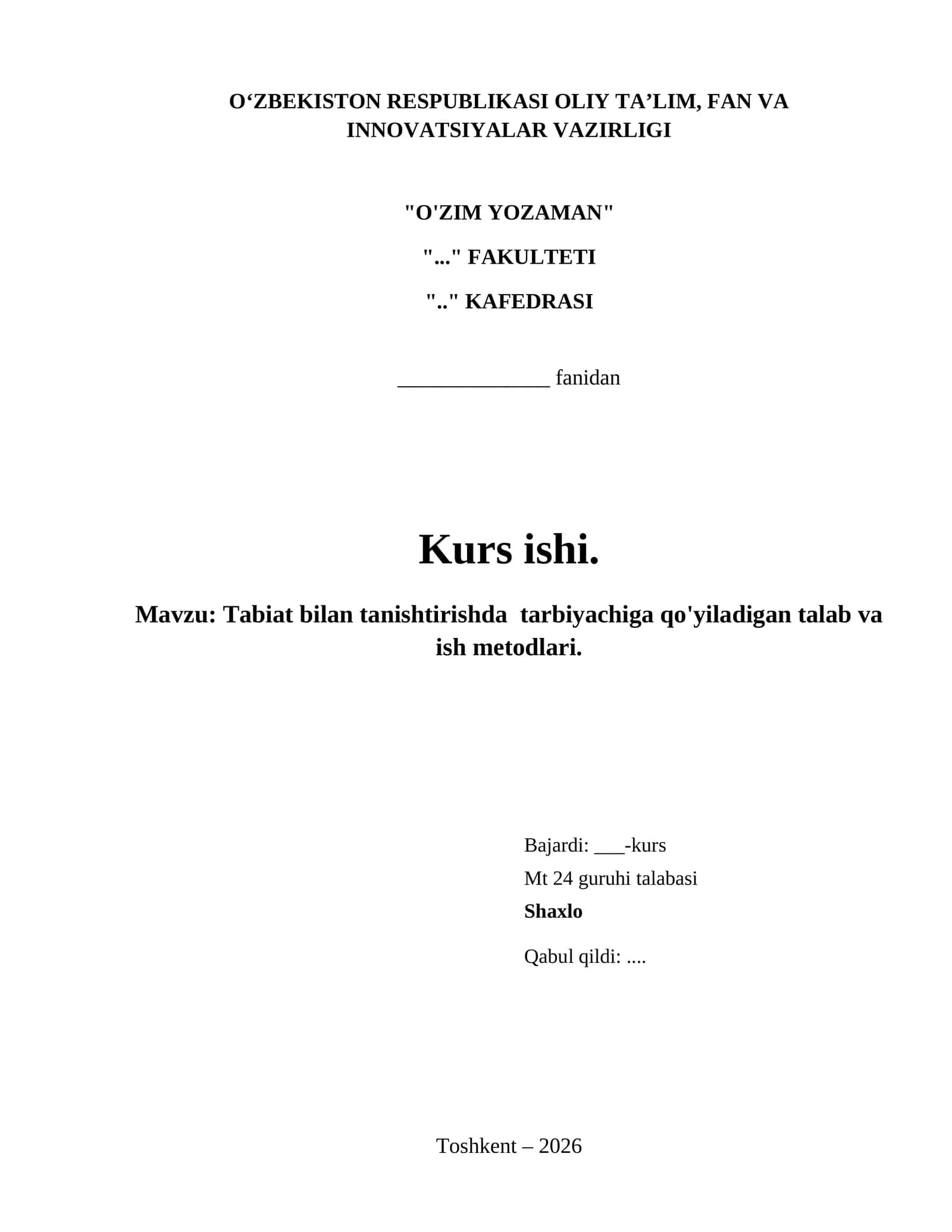 Tabiat bilan tanishtirishda  tarbiyachiga qo'yiladigan talab va ish metodlari. 1