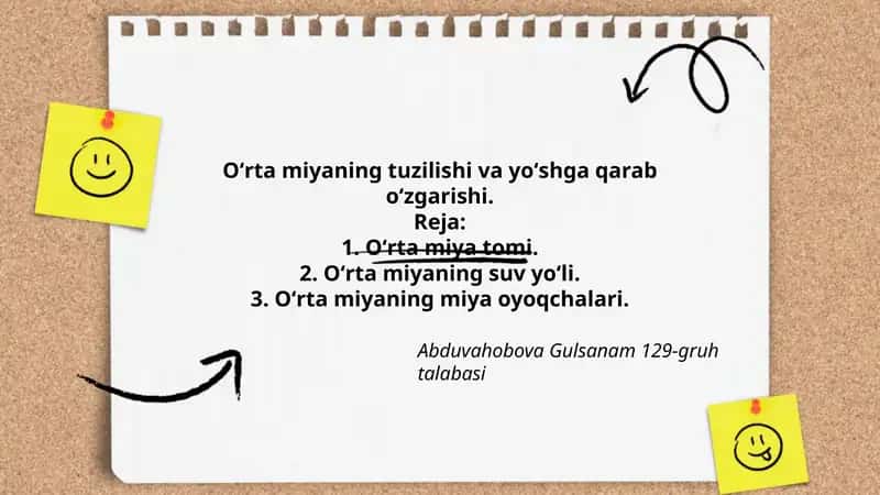 Oʻrta miyaning tuzilishi va yoʻshga qarab oʻzgarishi 1